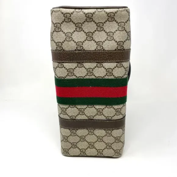 Gucci GG Supreme Monogram Web Vintage Boston Bag Canvas Leather Beige Brown - Picture 8 of 16